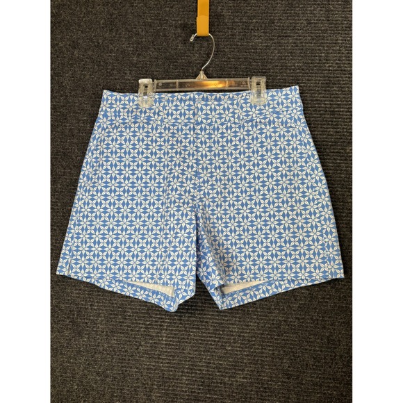 Old Navy Pants - Old Navy Pixie High Rise Shorts Blue White Geometric Starburst Size 8 Womens